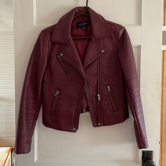 Ann Taylor XS Burgundy biker jacket.Imitation leather. - Picture 1 of 7